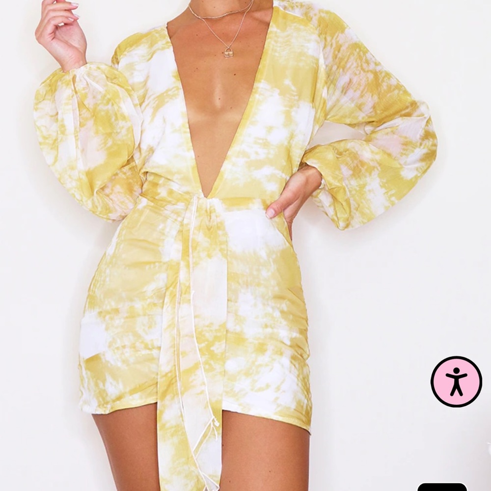 Tie dye chiffon Long sleeve body on dress